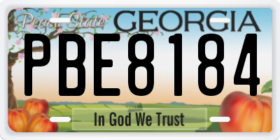 GA license plate PBE8184