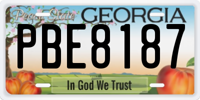 GA license plate PBE8187