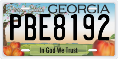 GA license plate PBE8192