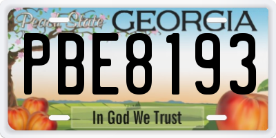 GA license plate PBE8193