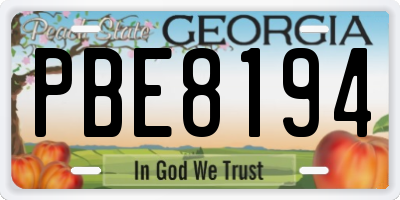 GA license plate PBE8194