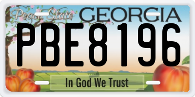 GA license plate PBE8196