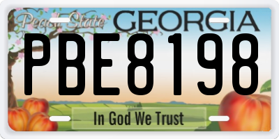 GA license plate PBE8198