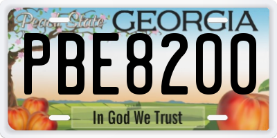 GA license plate PBE8200