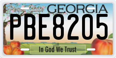 GA license plate PBE8205