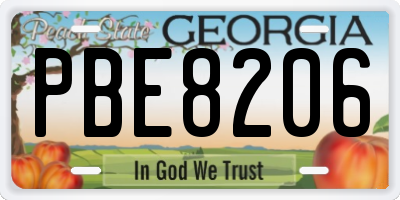 GA license plate PBE8206