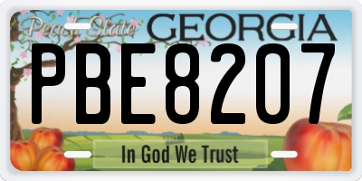 GA license plate PBE8207