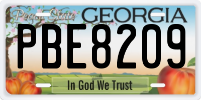 GA license plate PBE8209