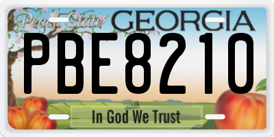 GA license plate PBE8210