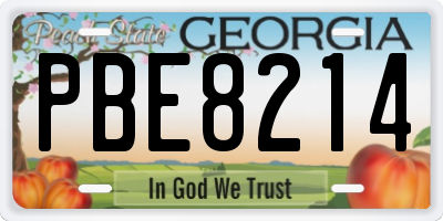 GA license plate PBE8214