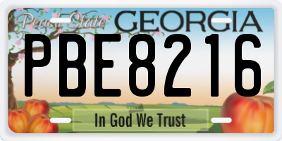 GA license plate PBE8216