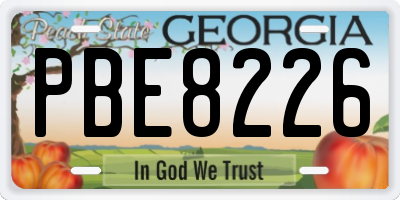 GA license plate PBE8226