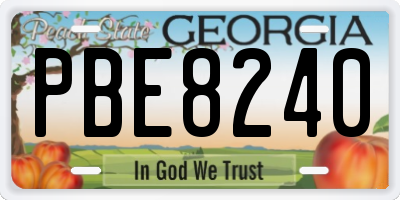 GA license plate PBE8240