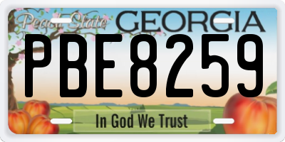 GA license plate PBE8259
