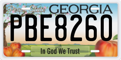 GA license plate PBE8260