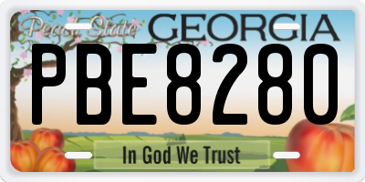GA license plate PBE8280