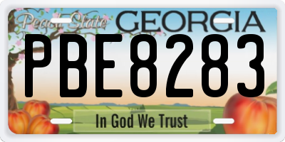 GA license plate PBE8283