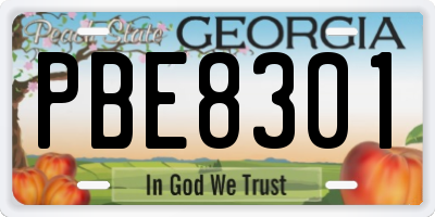 GA license plate PBE8301