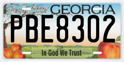 GA license plate PBE8302