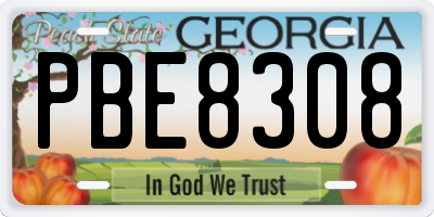GA license plate PBE8308