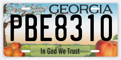 GA license plate PBE8310