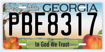 GA license plate PBE8317