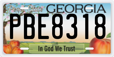 GA license plate PBE8318