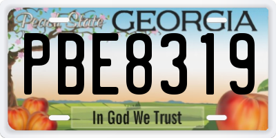 GA license plate PBE8319