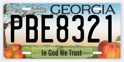 GA license plate PBE8321