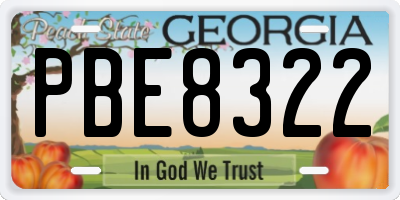 GA license plate PBE8322