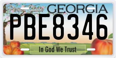GA license plate PBE8346