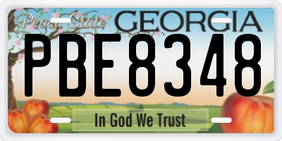 GA license plate PBE8348