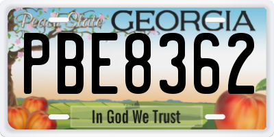 GA license plate PBE8362