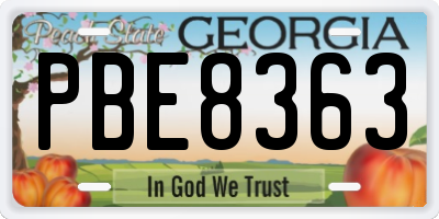 GA license plate PBE8363