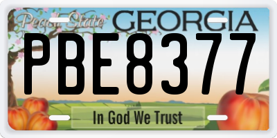 GA license plate PBE8377
