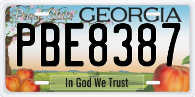 GA license plate PBE8387
