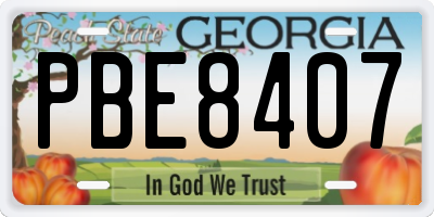 GA license plate PBE8407