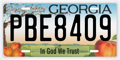 GA license plate PBE8409