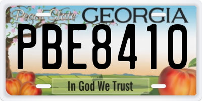 GA license plate PBE8410