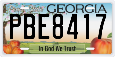 GA license plate PBE8417