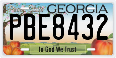 GA license plate PBE8432