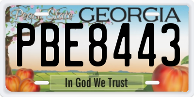 GA license plate PBE8443