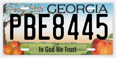 GA license plate PBE8445