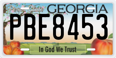 GA license plate PBE8453