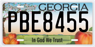 GA license plate PBE8455