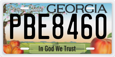 GA license plate PBE8460