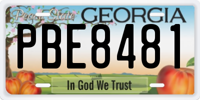 GA license plate PBE8481