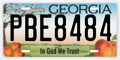 GA license plate PBE8484