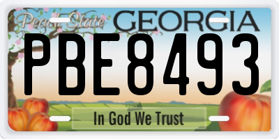 GA license plate PBE8493