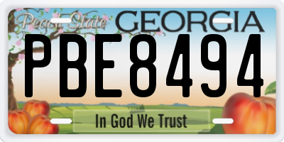 GA license plate PBE8494